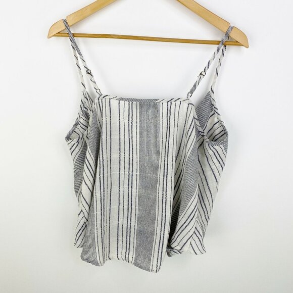Hayden Los Angeles Top Womens Large Striped Crop Knot Front Strappy Sleeveless - Picture 3 of 4